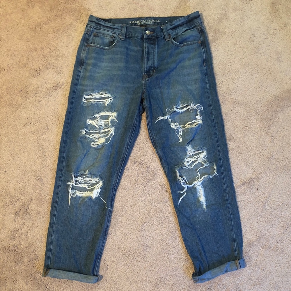 AE Ripped Medium-Wash Mom Jeans